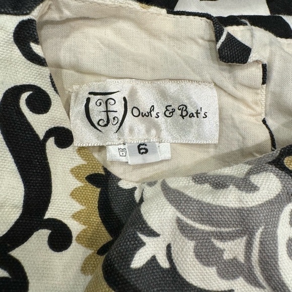 Owls & Bats Girl’s Dress Size 6 Halloween Contrast Fabrics Black Tulle Chevron - Picture 4 of 7